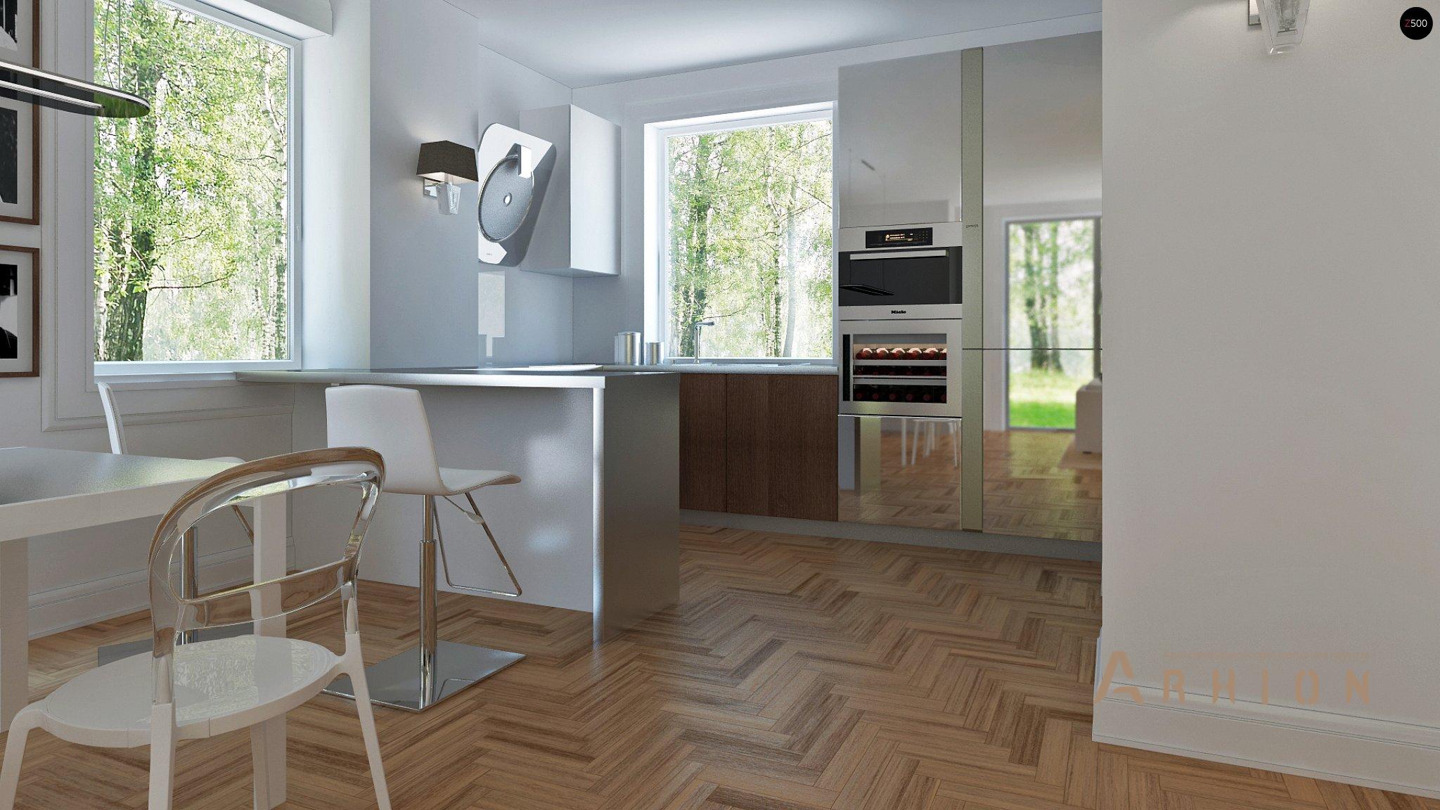 5. Проект одноэтажного дома в европейском стиле с двускатной кровлей, Z226 plus, площадью - 175 кв c мансардой, терассой, гаражом, эркером